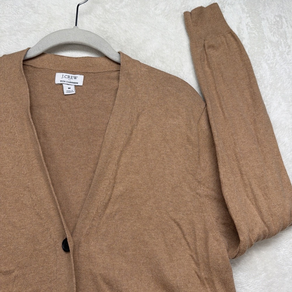 J.Crew Cashmere Blend Cardigan Sweater Womens M V Neck Classic Preppy